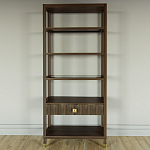 Стеллаж Elsa Dreams Walnut со стеклянными полками и ящиком варинант исполнения - 4 | Loft Concept в Ульяновске