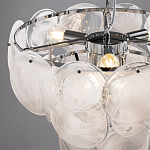 Люстра из белых стеклянных дисков на серебрянном каркасе White Glowing Reflectors варинант исполнения - 5 | Loft Concept в Ульяновске