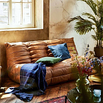 Дизайнерский кожаный диван коричневый без подлокотников Aveline Leather Sofa варинант исполнения - 6 | Loft Concept в Ульяновске