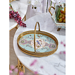 Блюдо овальное с ручкой и голубым фарфоровым дном с цветочным рисунком Blue Garden варинант исполнения - 3 | Loft Concept в Ульяновске