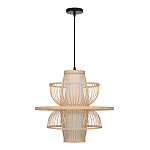 Подвесной светильник фигурный из деревянных прутьев с плафоном из натуральной ткани Light Inside the Cell варинант исполнения - 3 | Loft Concept в Ульяновске
