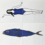 Плитка с узором Рыба пловчиха варинант исполнения - 1 | Loft Concept в Ульяновске