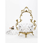 Конфетница с бронзовой ручкой и фарфоровой птичкой на крышке Eden Garden варинант исполнения - 2 | Loft Concept в Ульяновске