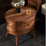 Прикроватный столик из дерева с 2-мя ящиками Moon Walnut Furniture варинант исполнения - 3 | Loft Concept в Ульяновске