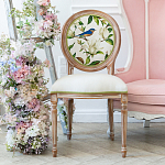 Стул бежевый из натурального бука с изображением птиц и цветов Blooming Blue Birds варинант исполнения - 3 | Loft Concept в Ульяновске