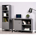 Стеллаж книжный цвета графит с 3-мя открытыми полками и дверкой Strict Lines варинант исполнения - 4 | Loft Concept в Ульяновске