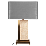 Настольная лампа с основанием из натурального камня c серым прямоугольным абажуром Lapis Tiburtinus варинант исполнения - 1 | Loft Concept в Ульяновске