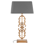 Настольная лампа на ажурном чугунном основании с тканевым серым абажуром Openwork Lamp варинант исполнения - 1 | Loft Concept в Ульяновске