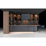 Комбинированный кухонный гарнитур сине-серого цвета с фасадом под дерево Benjamin Kitchen Set варинант исполнения - 4 | Loft Concept в Ульяновске