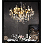 Люстра черная с прозрачными стеклянными подвесками в форме капель FAIRYTREE Light варинант исполнения - 4 | Loft Concept в Ульяновске