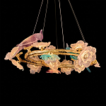 Люстра круглая на золотом каркасе с птичками и цветочным декором Miscellaneous herbs варинант исполнения - 4 | Loft Concept в Ульяновске