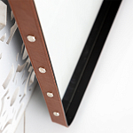 Зеркало прямоугольное в металлической раме с кожаной отделкой Loft in Reflection варинант исполнения - 3 | Loft Concept в Ульяновске