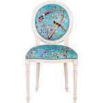 Стул из массива бука бирюзовый с изображением птиц и цветов Turquoise Beige Chinoiserie Peach Garden Chair варинант исполнения - 1 | Loft Concept в Ульяновске
