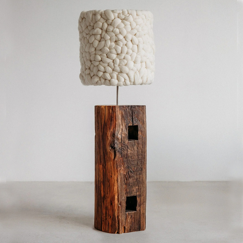 Торшер с вязаным абажуром Woolen Floor Lamp Белый Коричневый в Ульяновске | Loft Concept 