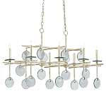 Люстра линейная с круглыми прозрачными подвесками  Horizontal Rectangular Chandelier варинант исполнения - 2 | Loft Concept в Ульяновске