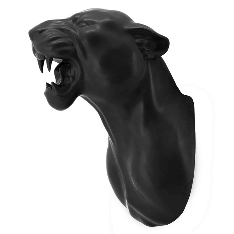 Аксессуар на стену Пантера матовая Abhika LEOPARD HEAD HANGING Черный матовый в Ульяновске | Loft Concept 