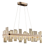 Люстра подвесная прямоугольная с рифлёными прозрачными элементами и золотым основанием Aurea Vista варинант исполнения - 1 | Loft Concept в Ульяновске