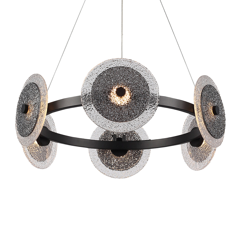 Люстра с плафонами из фактурного двойного стекла Heterochromia Дымчатый (Smoke) Черный в Ульяновске | Loft Concept 
