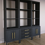 Модульный стеллаж Primo из трех составных элементов Черный дуб варинант исполнения - 3 | Loft Concept в Ульяновске