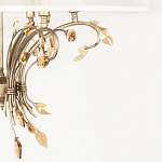 Люстра подвесная круглая с тканевым полупрозрачным абажуром и подвесками 6 ламп Gilded Elegance варинант исполнения - 6 | Loft Concept в Ульяновске