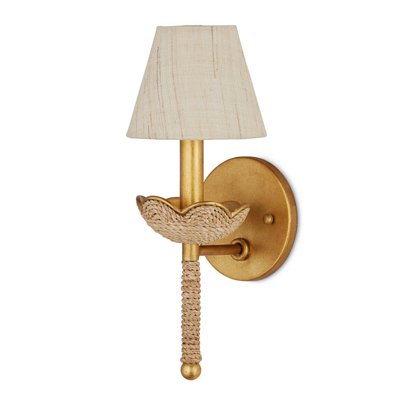 Бра из кованого железа с отделкой плетеной веревкой и сусальным золотом Parisian Style Золотой Бежевый в Ульяновске | Loft Concept 