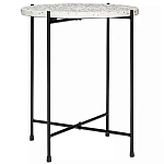 Кофейный столик с круглой разноцветной столешницей на 4-х черных ножках Multicolored Stone Composite варинант исполнения - 1 | Loft Concept в Ульяновске