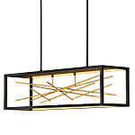 Люстра прямоугольная черного цвета с декором в виде ветвей в золотой отделке Hinkley варинант исполнения - 1 | Loft Concept в Ульяновске