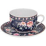 Чайный набор из фарфора синий на 6 персон 12 предметов Flower Porcelain Collection варинант исполнения - 1 | Loft Concept в Ульяновске