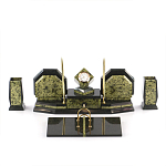 Настольный письменный набор из змеевика с часами и таблетницей Successful Leader варинант исполнения - 1 | Loft Concept в Ульяновске