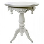 Стол приставной круглый белого цвета из массива бука с легкими потертостями White Provence варинант исполнения - 1 | Loft Concept в Ульяновске