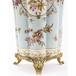 Ваза голубого цвета из фарфора с цветочным рисунком и бронзовой стрекозой Blue Garden варинант исполнения - 3 | Loft Concept в Ульяновске