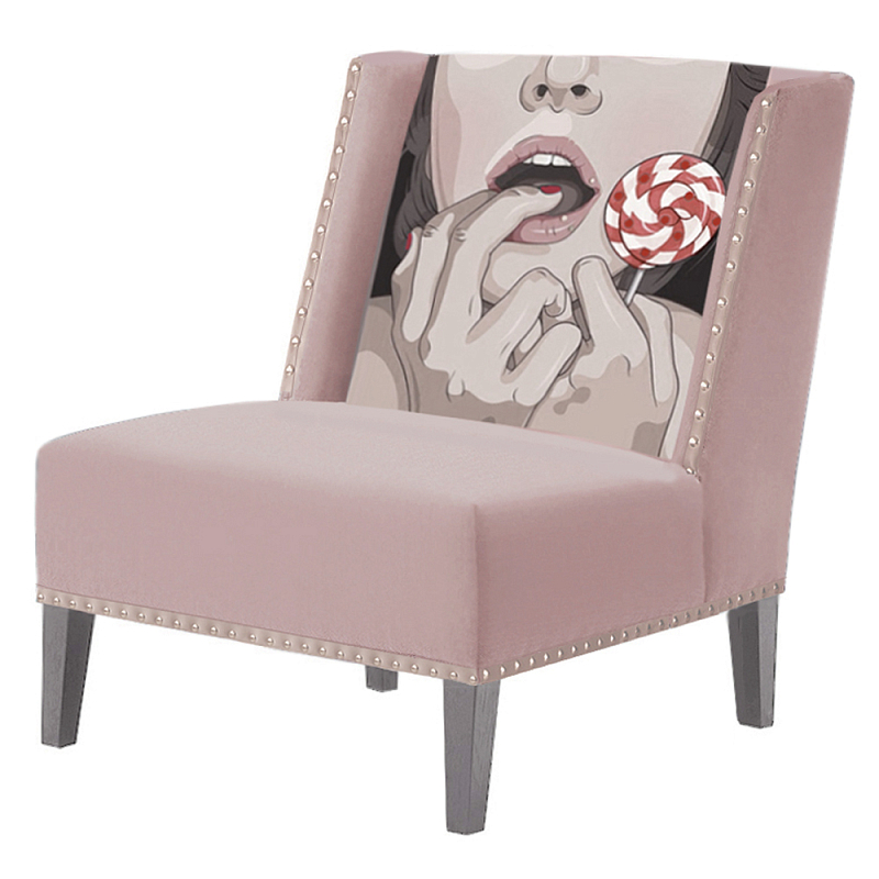 FUN Armchair Lollipop Pink Дизайнерское кресло с цветным принтом Розовый пастельный в Ульяновске | Loft Concept 