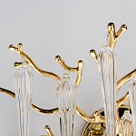 Бра золотого цвета с разветвленными ветвями и длинными прозрачными подвесками в форме стеклянных сосулек Droplet Chandelier варинант исполнения - 5 | Loft Concept в Ульяновске