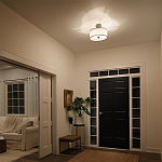 Потолочный светильник с двойным цилиндрическим плафоном из белого стекла и прозрачной органзы Kichler варинант исполнения - 6 | Loft Concept в Ульяновске