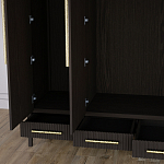 Большой Шкаф Primo Темный орех с 3 дверьми и 3 выдвижными ящиками варинант исполнения - 7 | Loft Concept в Ульяновске