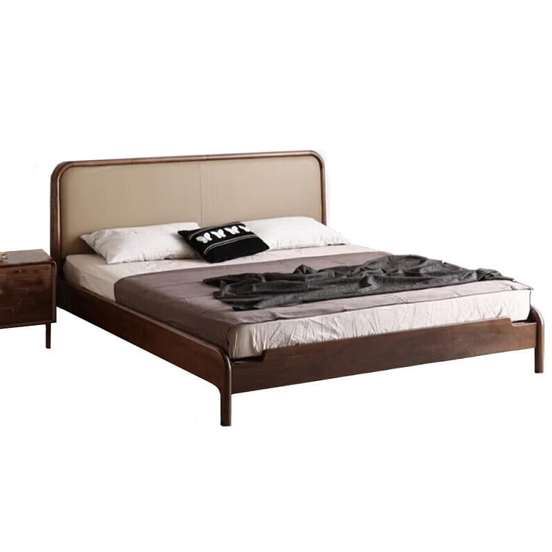Кровать с каркасом из дерева и мягким изголовьем Moon Walnut Bed Орех Кровать с каркасом из дерева и мягким изголовьем Moon Walnut Bed Орех в Ульяновске | Loft Concept