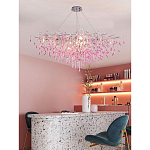 Люстра овальная с розовыми стеклянными подвесками в форме капель FAIRYTREE Light варинант исполнения - 3 | Loft Concept в Ульяновске