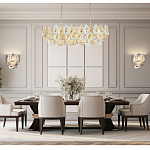 Люстра овальная с многослойными белыми и прозрачными подвесками Character Chandelier варинант исполнения - 6 | Loft Concept в Ульяновске