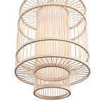 Подвесной светильник из деревянных прутьев с плафоном из натуральной ткани Light Inside the Cell варинант исполнения - 5 | Loft Concept в Ульяновске