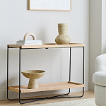 Консоль деревянной столешницей и полкой Wooden Table Top and Shelf варинант исполнения - 6 | Loft Concept в Ульяновске