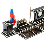 Настольный письменный набор с часами из природного камня обсидиана Team leader варинант исполнения - 3 | Loft Concept в Ульяновске