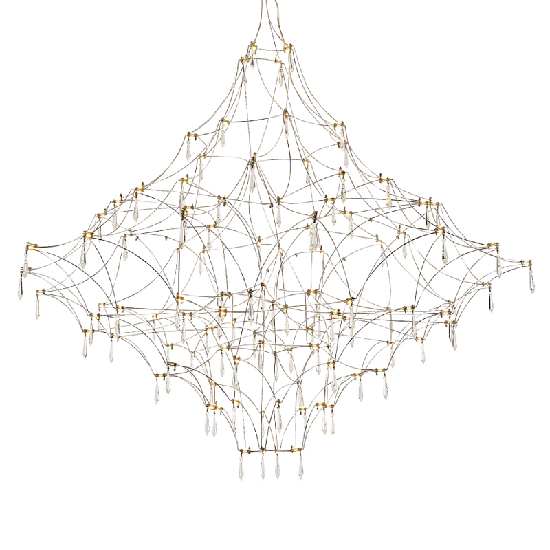 Люстра с тонким металлическим каркасом цвета хром Quasar Прозрачный Хром в Ульяновске | Loft Concept 