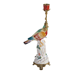 Подсвечник с попугаем из фарфора с бронзовыми элементами Eden Garden варинант исполнения - 3 | Loft Concept в Ульяновске