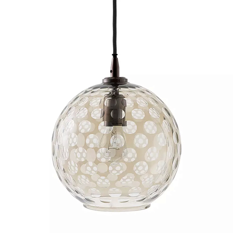 Подвесной светильник с плафоном в форме шара из стекла с рельефным узором Glass Pattern Lamp Коричневый в Ульяновске | Loft Concept 