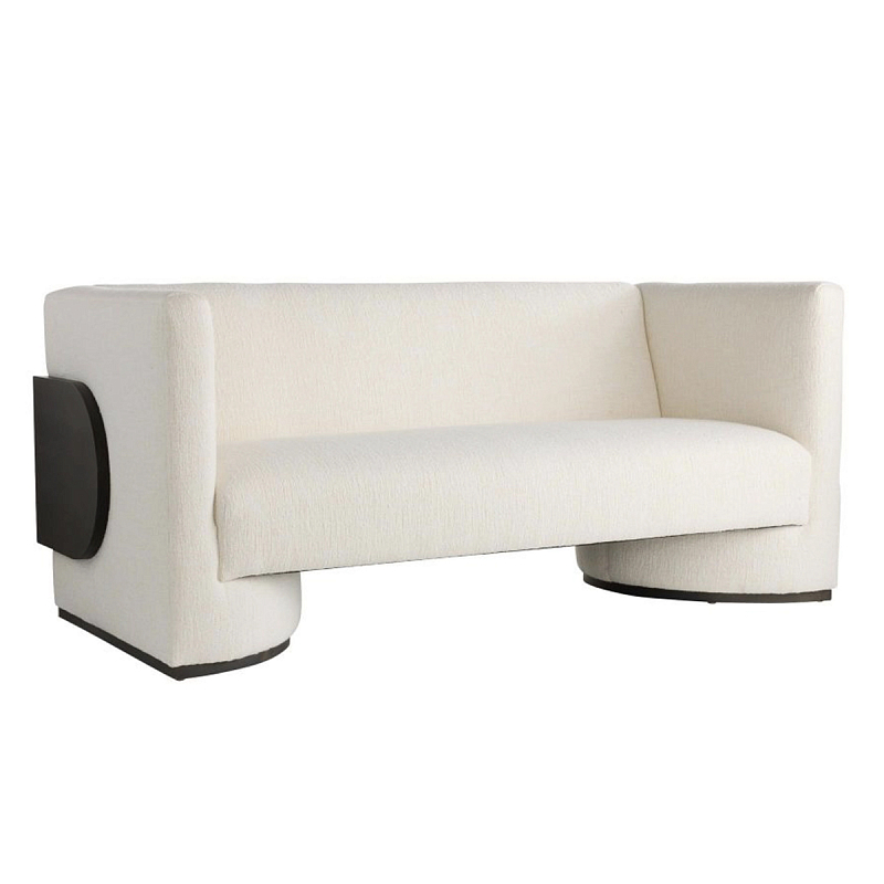 Дизайнерский Двухместный диван Florida Sofa с элегантным деревянным декором Белый Черный Дизайнерский Двухместный диван Florida Sofa с элегантным деревянным декором Белый Черный в Ульяновске | Loft Concept