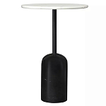 Кофейный столик с белой мраморной столешницей на черном основании Tall Coffee Black and White Table варинант исполнения - 3 | Loft Concept в Ульяновске
