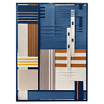 Панно из шнура Синяя геометрическая абстракция wall panel line Blue варинант исполнения - 4 | Loft Concept в Ульяновске