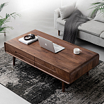 Кофейный стол из массива дерева с выдвижными ящиками Coffee Walnut Table варинант исполнения - 1 | Loft Concept в Ульяновске