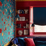 Обои с вышивкой ручной работы Flora Rio colourway on Liso Pine wool sateen варинант исполнения - 2 | Loft Concept в Ульяновске