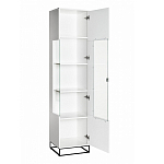 Шкаф-витрина белая с полками и стеклянной дверью Strict Lines варинант исполнения - 2 | Loft Concept в Ульяновске